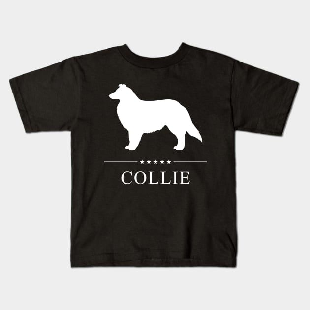 Collie Dog White Silhouette Kids T-Shirt by millersye